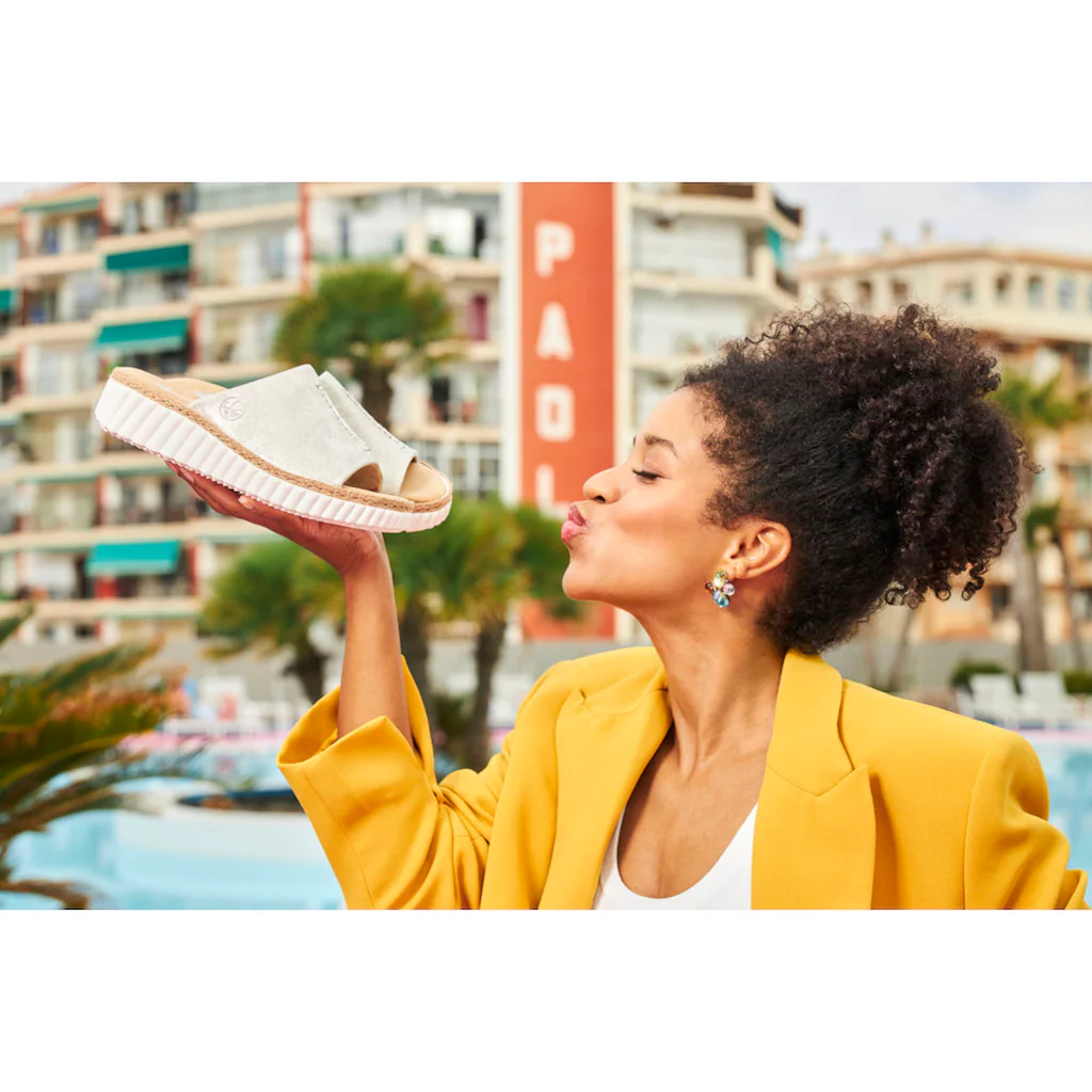 Rieker Pantolette Mit Juterahmen An Der Laufsohle ▷ Für