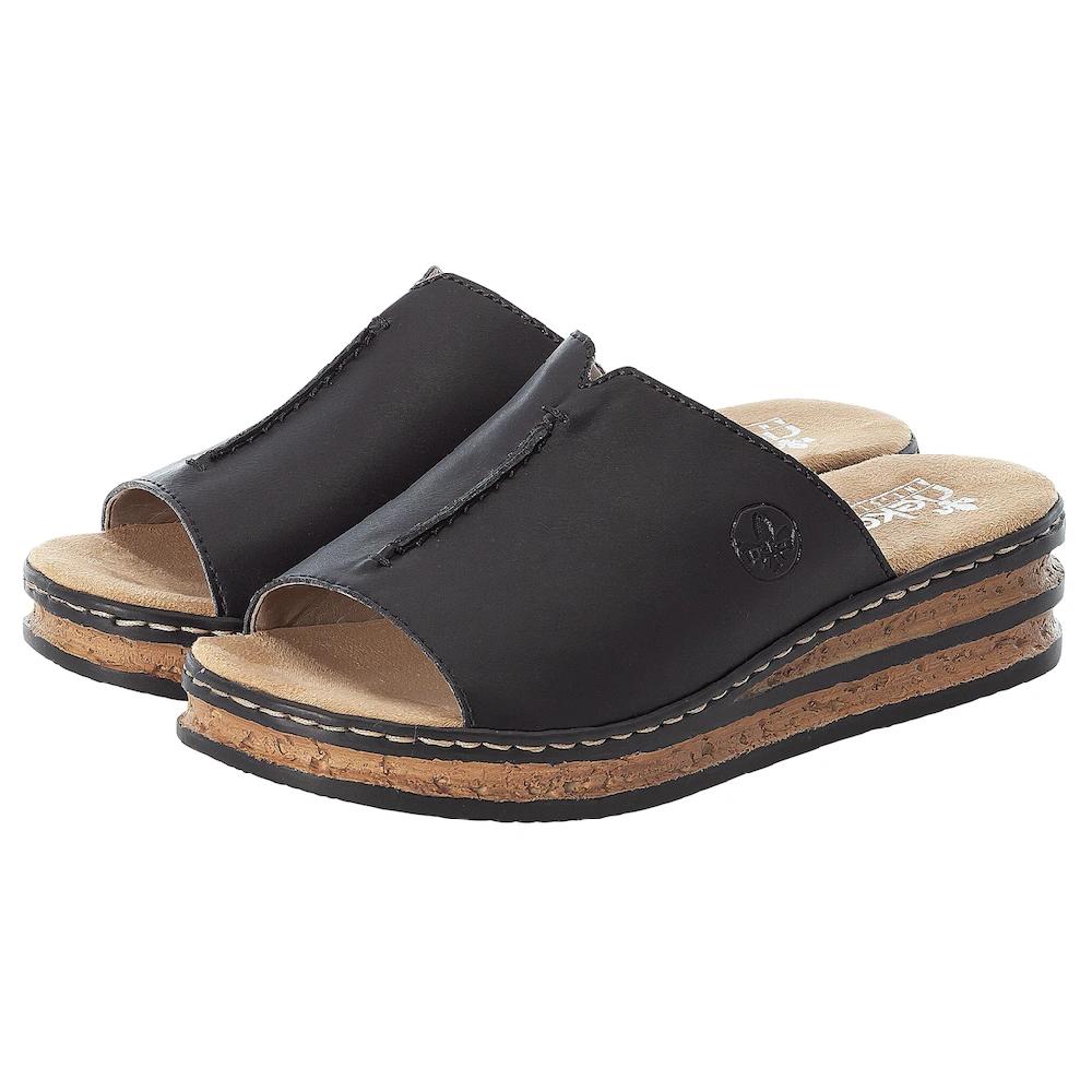 Rieker Pantolette Plateau Sommerschuh Schlappen In Klassischer Optik Online Bestellen