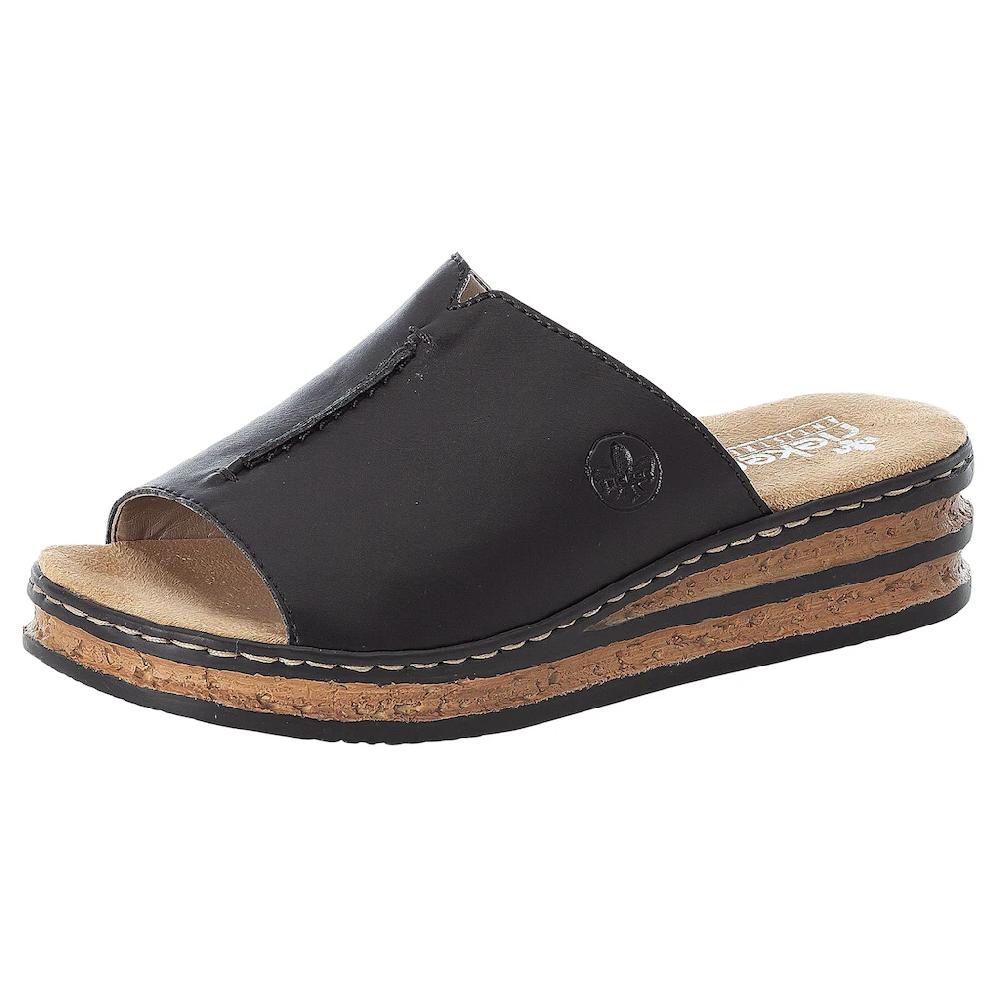 Rieker Pantolette Plateau Sommerschuh Schlappen in klassischer Optik online bestellen