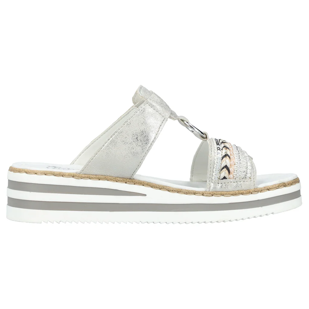 Rieker Pantolette Plateau Sommerschuh Schlappen Mit Zierperlen Und Pailetten Bestellen
