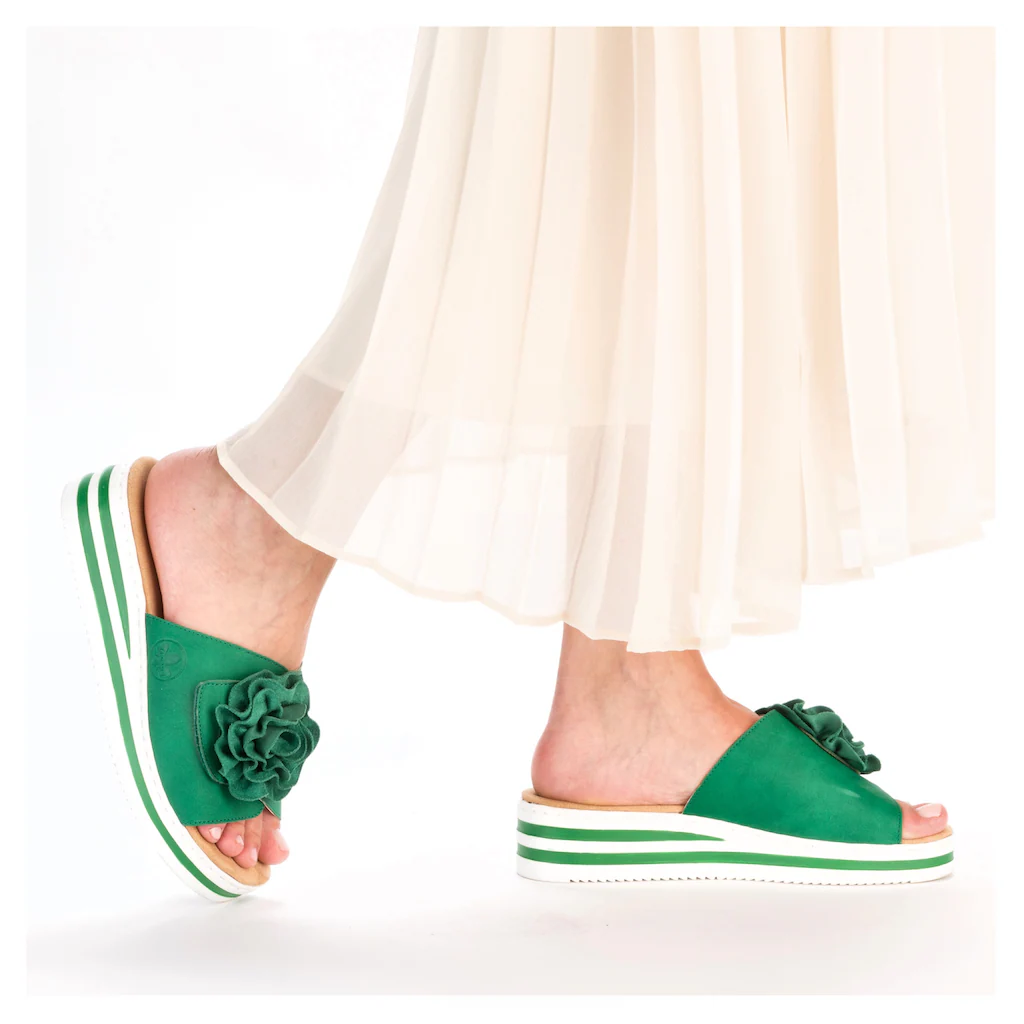 Rieker Pantolette Sommerschuh Poolslide Strandschuh Keilabsatz Mit Klettverschluss