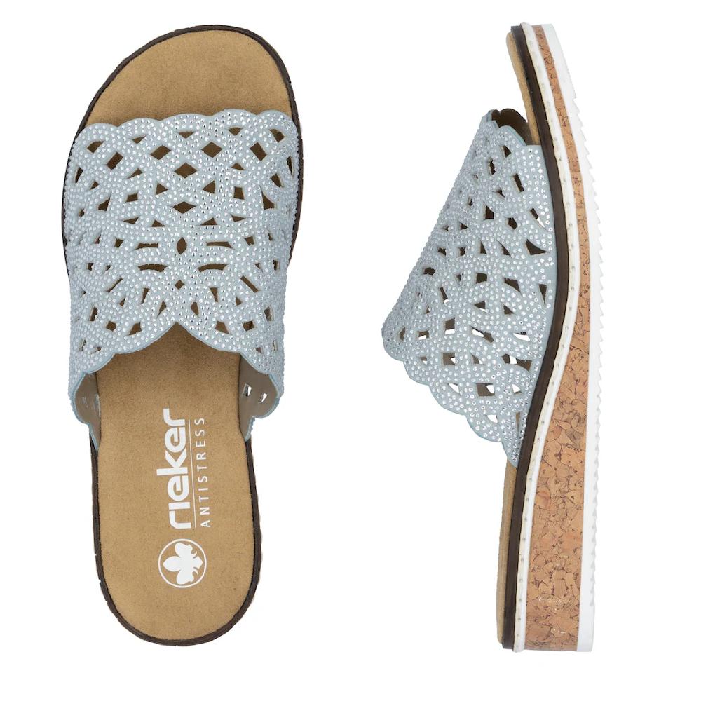Rieker Pantolette Sommerschuh Schlappen Hausschuh Keilabsatz Mit Perfortion