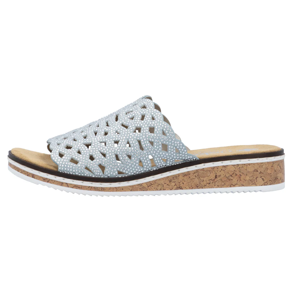 Rieker Pantolette Sommerschuh Schlappen Hausschuh Keilabsatz Mit Perfortion