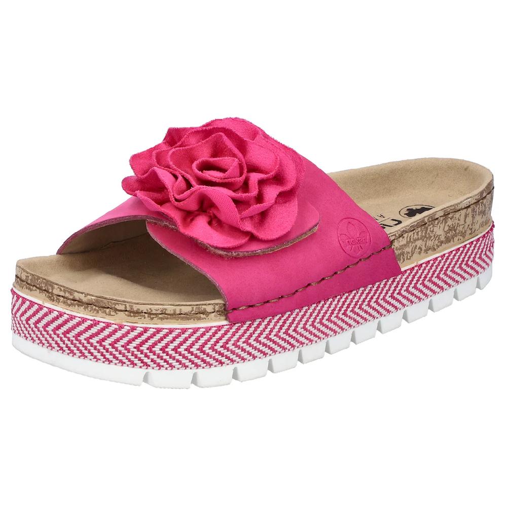 Rieker Pantolette Sommerschuh Schlappen mit modischem Plateau bestellen