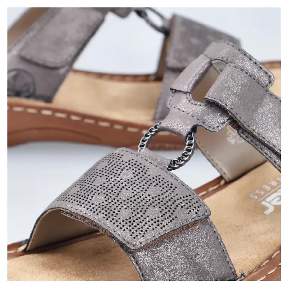 Rieker Pantolette Sommerschuh Schlappen Urlaubschuh Klettschuh Mit Perforation