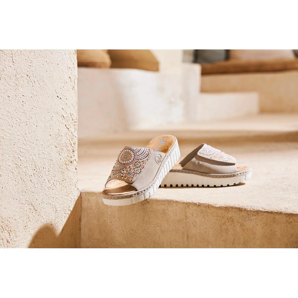 Rieker Pantolette Sommerschuh Strandschuh Hausschuh Mit Regulierbarem Klettverschluss