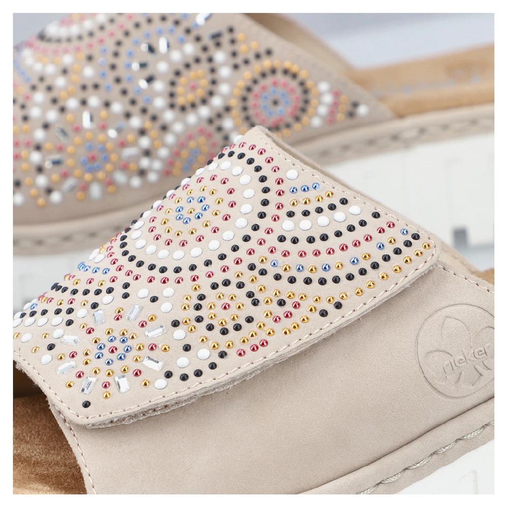 Rieker Pantolette Sommerschuh Strandschuh Hausschuh Mit Regulierbarem Klettverschluss