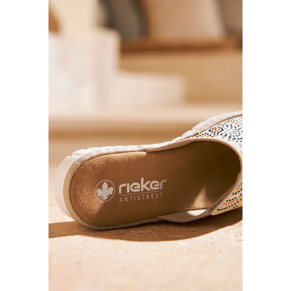 Rieker Pantolette Sommerschuh Strandschuh Hausschuh Mit Regulierbarem Klettverschluss