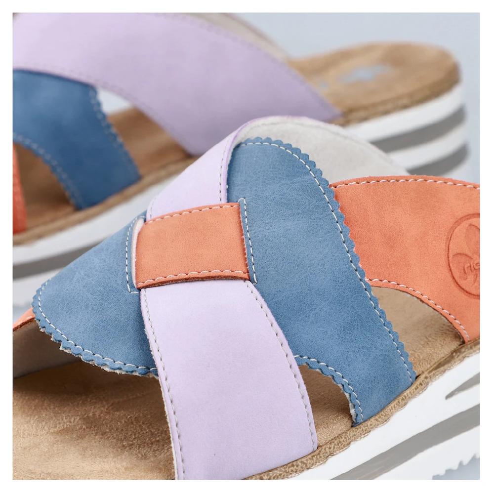 Rieker Pantolette Sommerschuh Strandschuh Hausschuh Mit Zweifarbiger Plateausohle