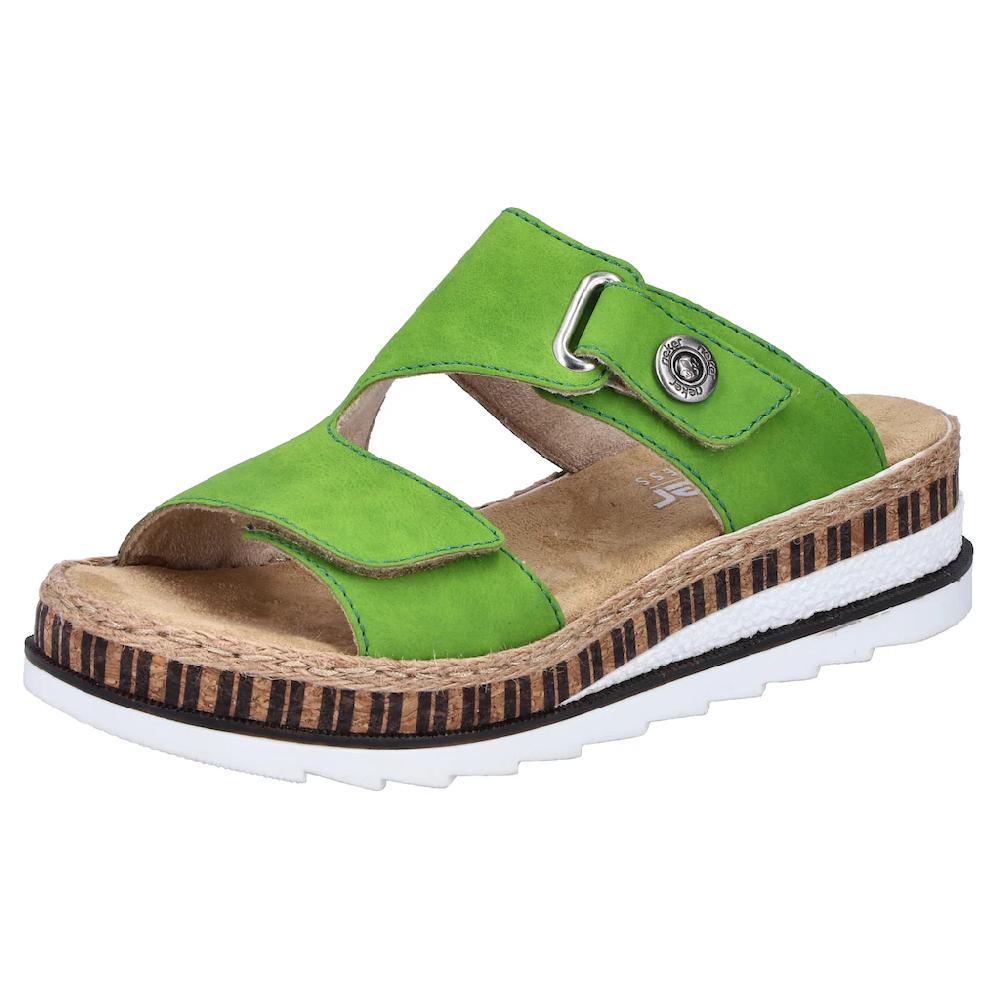 Rieker Pantolette Sommerschuh Strandschuh Hausschuh mit trendigem Keilabsatz
