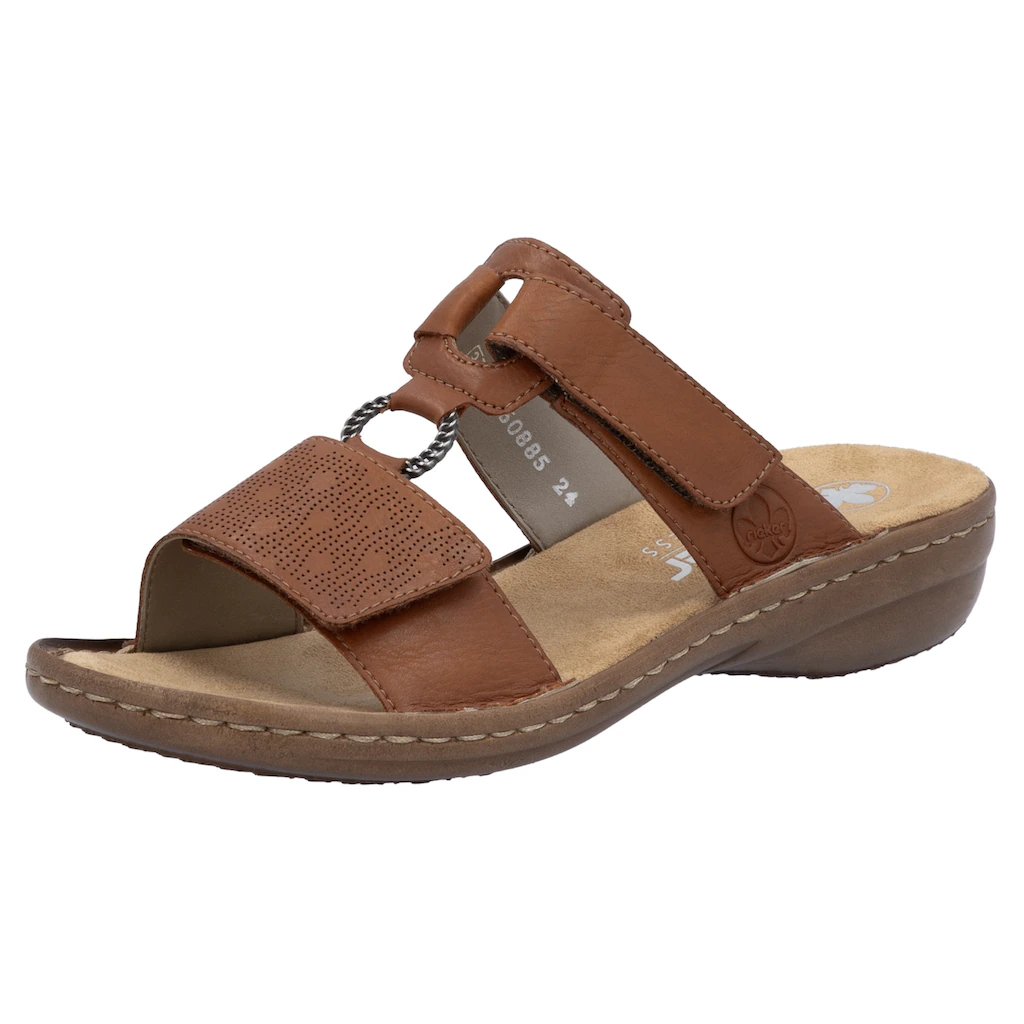 Rieker Pantolette Sommerschuh Strandschuh Klettschuh mit Perforation