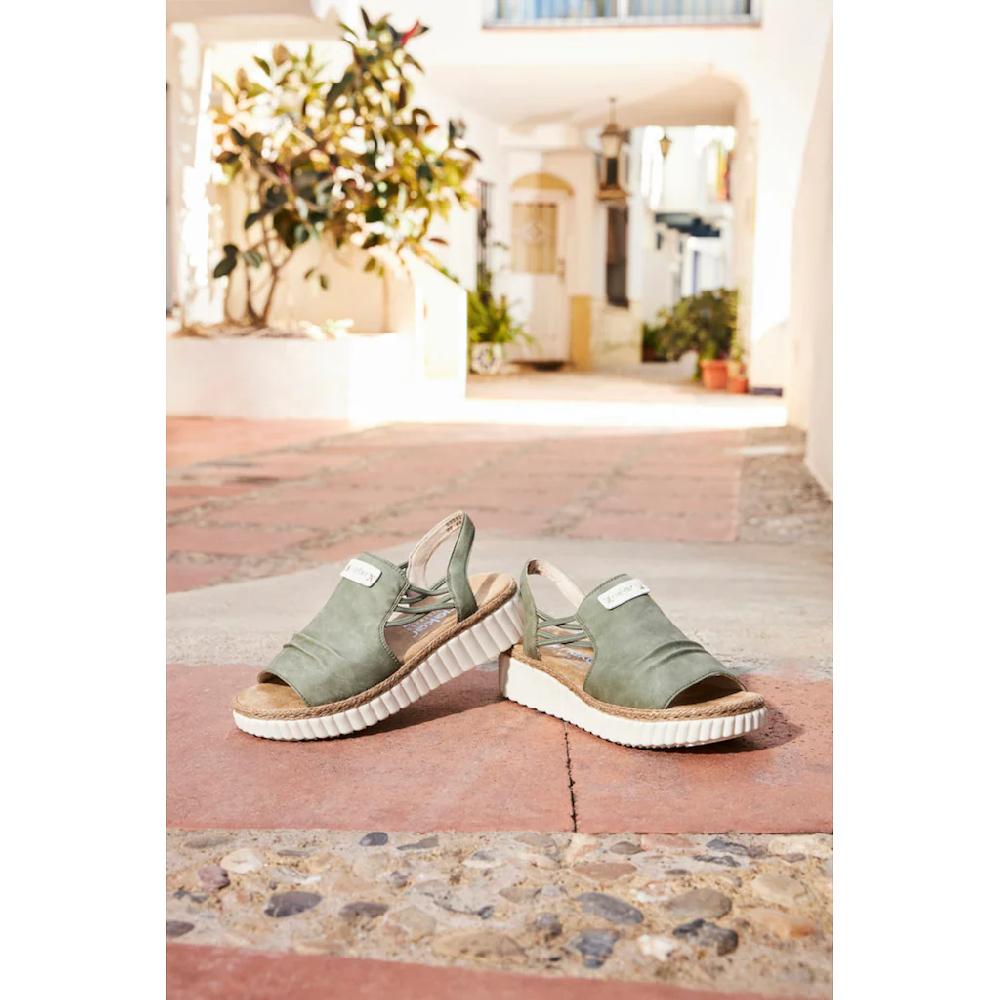 Rieker Plateausandale Keilsandalette Sommerschuh Mit Juterahmen An Der Laufsohle