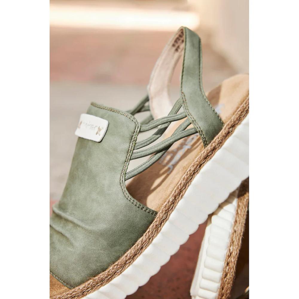 Rieker Plateausandale Keilsandalette Sommerschuh Mit Juterahmen An Der Laufsohle