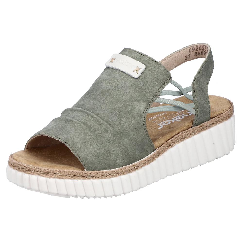 Rieker Plateausandale Keilsandalette Sommerschuh mit Juterahmen an der Laufsohle