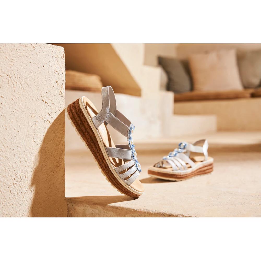 Rieker Plateausandale Sandalette Sommerschuh Schlupfschuh Mit Seitlichen Gummizügen