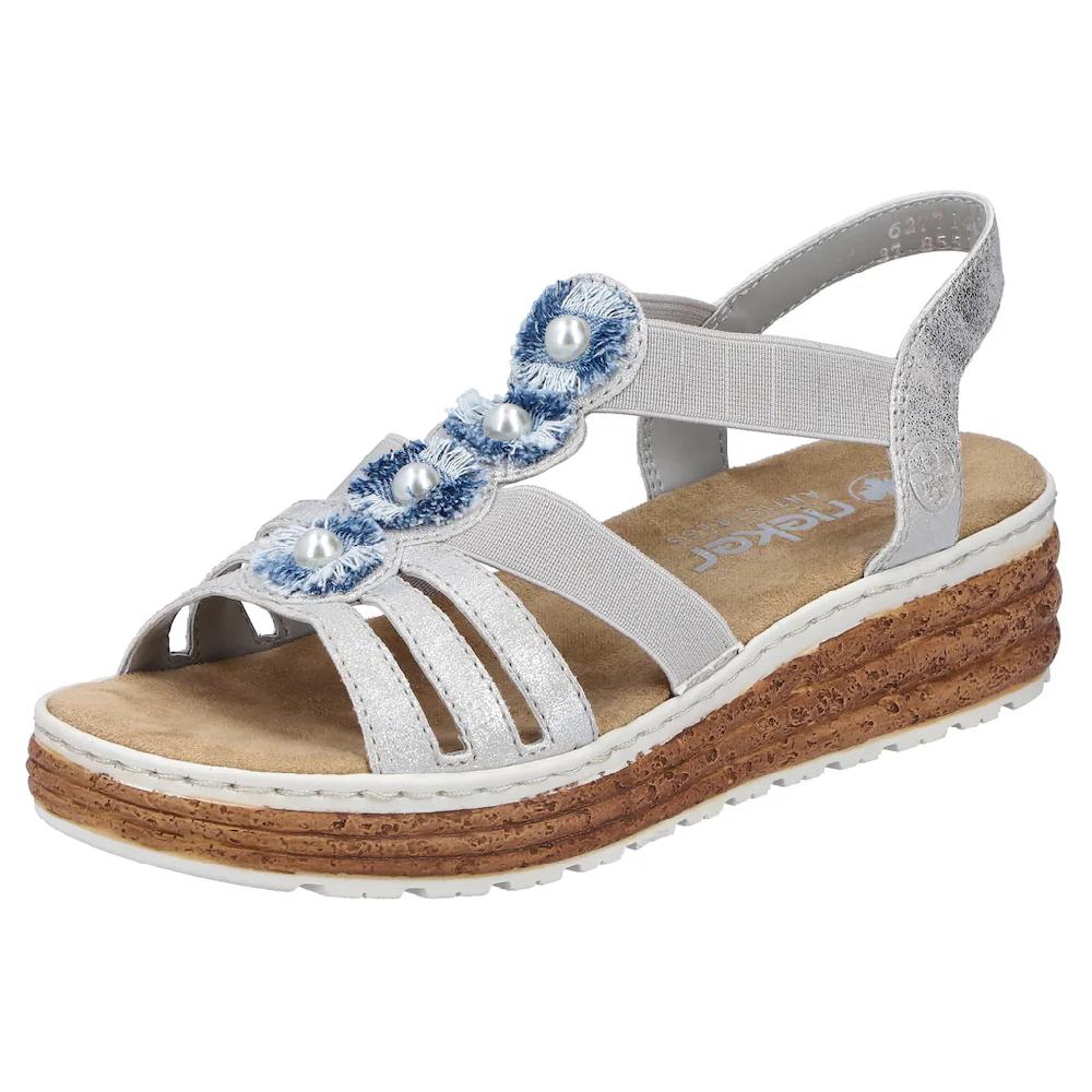 Rieker Plateausandale Sandalette Sommerschuh Schlupfschuh mit seitlichen Gummizügen