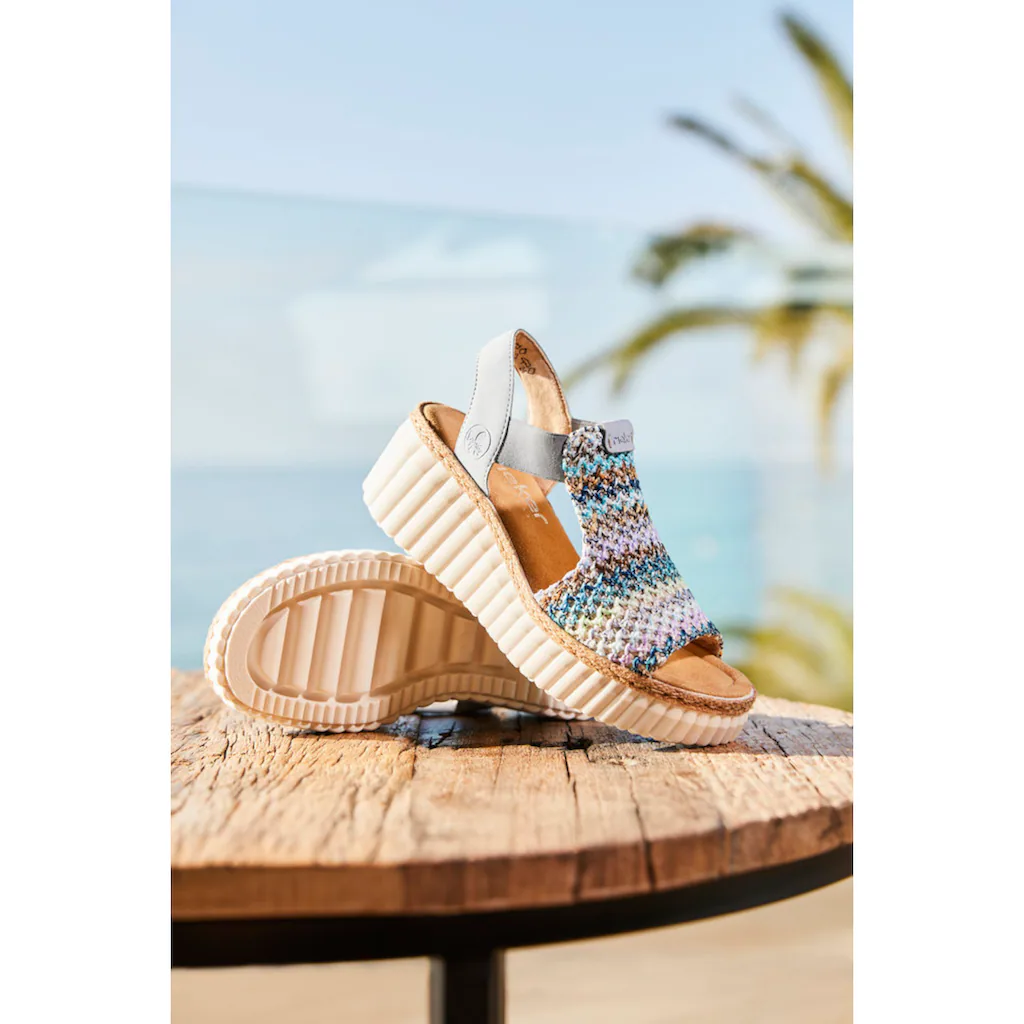 Rieker Plateausandaletten Sommerschuh Sandale Plateauabsatz Mit Gummizug Online Kaufen