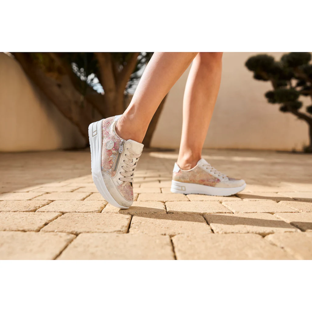 Rieker Plateausneaker Freizeitschuh Schnürschuh Halbschuh Mit Dezentem Goldschimmer ▷ Für