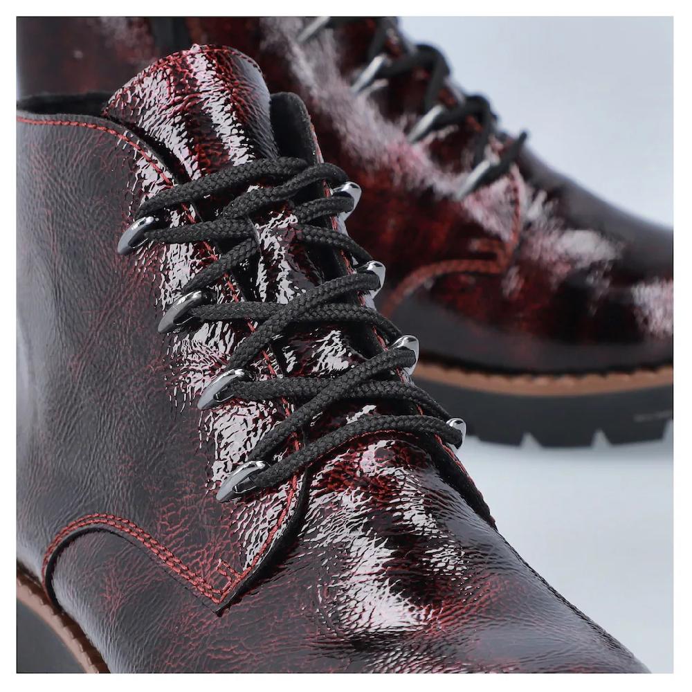 Rieker Plateaustiefelette Schnürstiefelette Keilboots Mit Anziehschlaufe In Glänzendem Look Kaufen