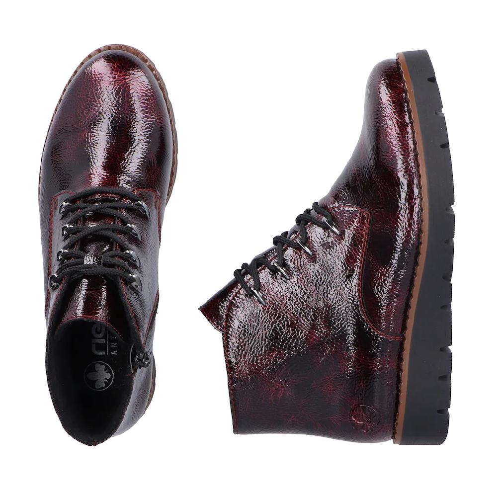 Rieker Plateaustiefelette Schnürstiefelette Keilboots Mit Anziehschlaufe In Glänzendem Look Kaufen