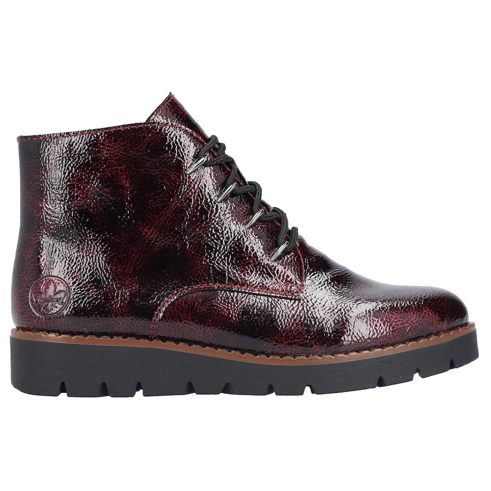 Rieker Plateaustiefelette Schnürstiefelette Keilboots Mit Anziehschlaufe In Glänzendem Look Kaufen