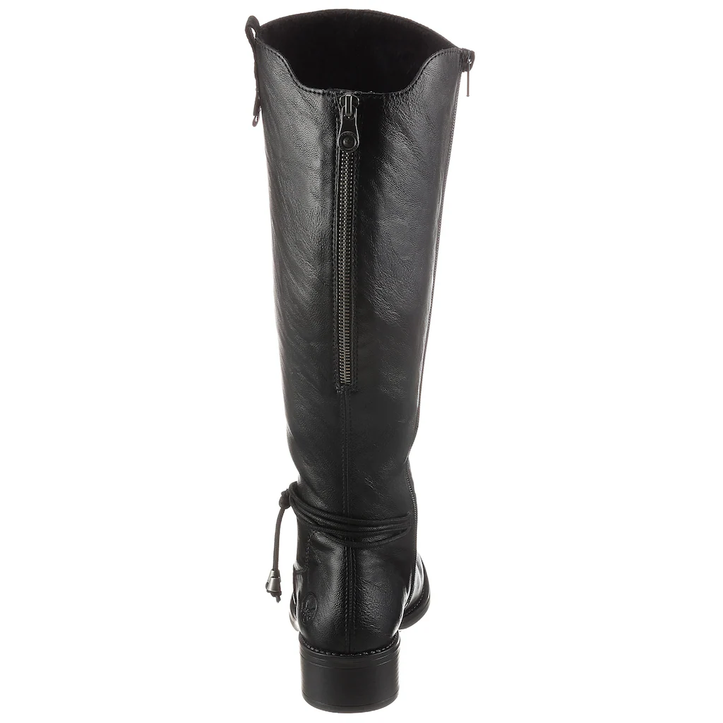 Rieker Reißverschlussstiefel Langschaftstiefel Blockabsatz Mit Modischer Zierschnürung Kaufen