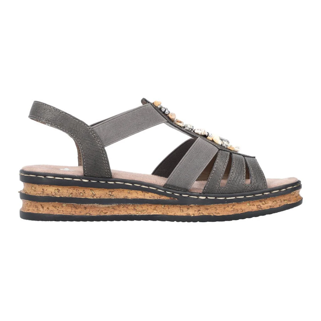 Rieker Riemchensandale Sommerschuh Sandalette Keilabsatz Mit Schmucksteinen Besetzt ▷ Für