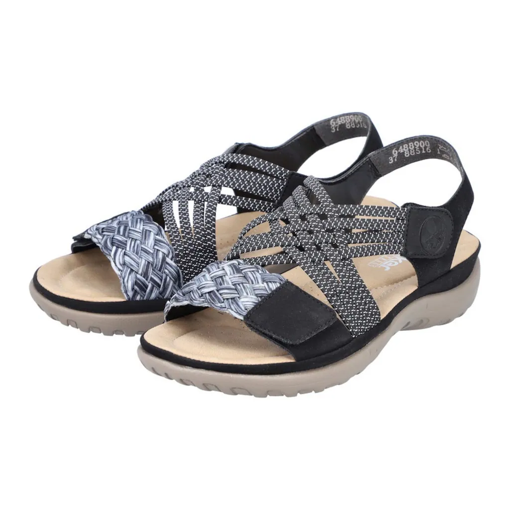 Rieker Riemchensandale Sommerschuh Sandalette Keilabsatz mit geflochtener Bandage ▷ für