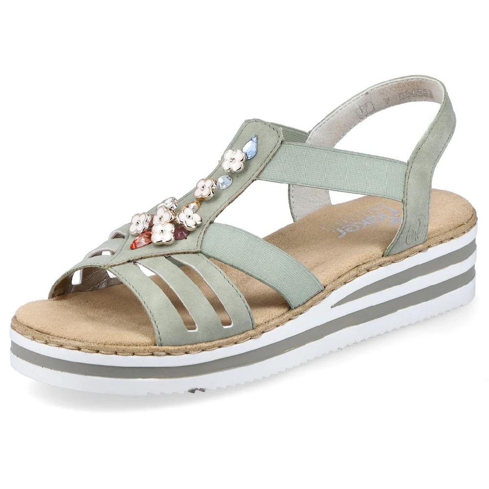 Rieker Riemchensandale Sommerschuh Sandalette Keilabsatz mit Schmuckelementen bestellen