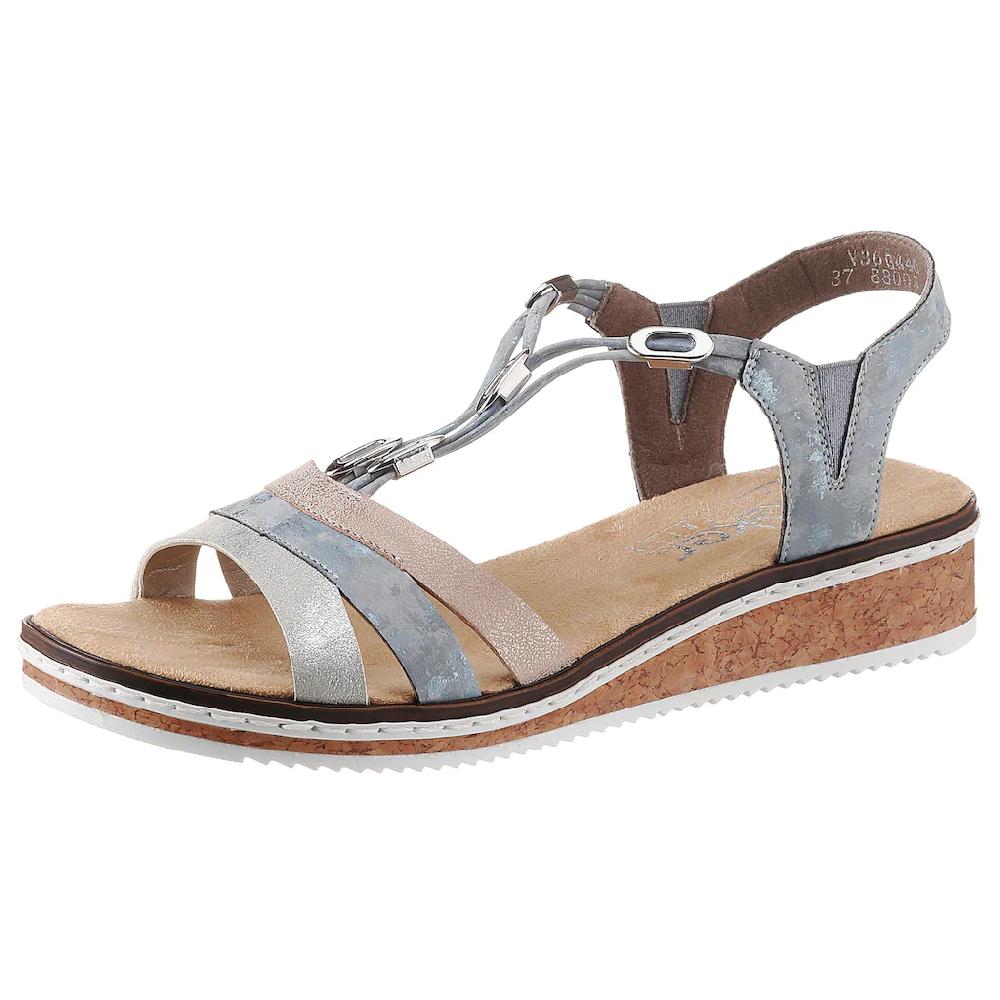 Rieker Riemchensandale Sommerschuh Sandalette Keilabsatz Mit Dezenter Schmuckverzierung Online Kaufen