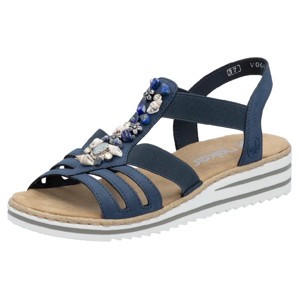 Rieker Riemchensandale Sommerschuh Sandalette Keilabsatz mit sommerlicher Verzierung kaufen
