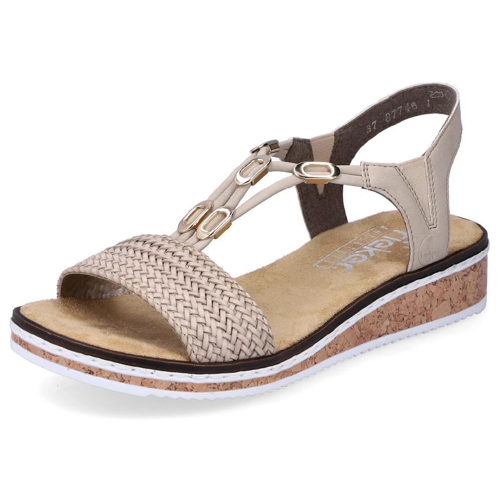 Rieker Sandale Sommerschuh Sandalette Keilabsatz in geflochtenem Look online kaufen