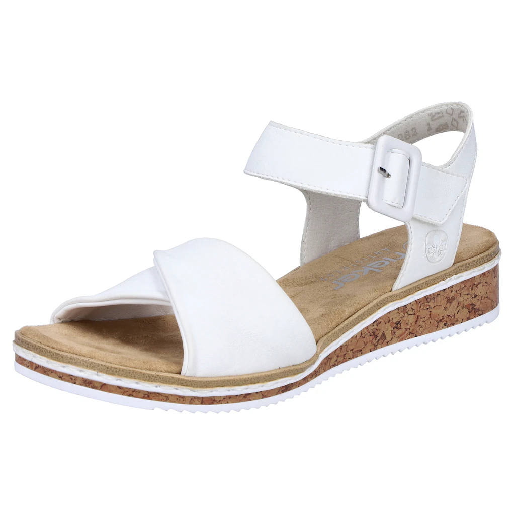 Rieker Sandalette Keilsandale Sommerschuh Urlaubsschuh mit Klettriemchen