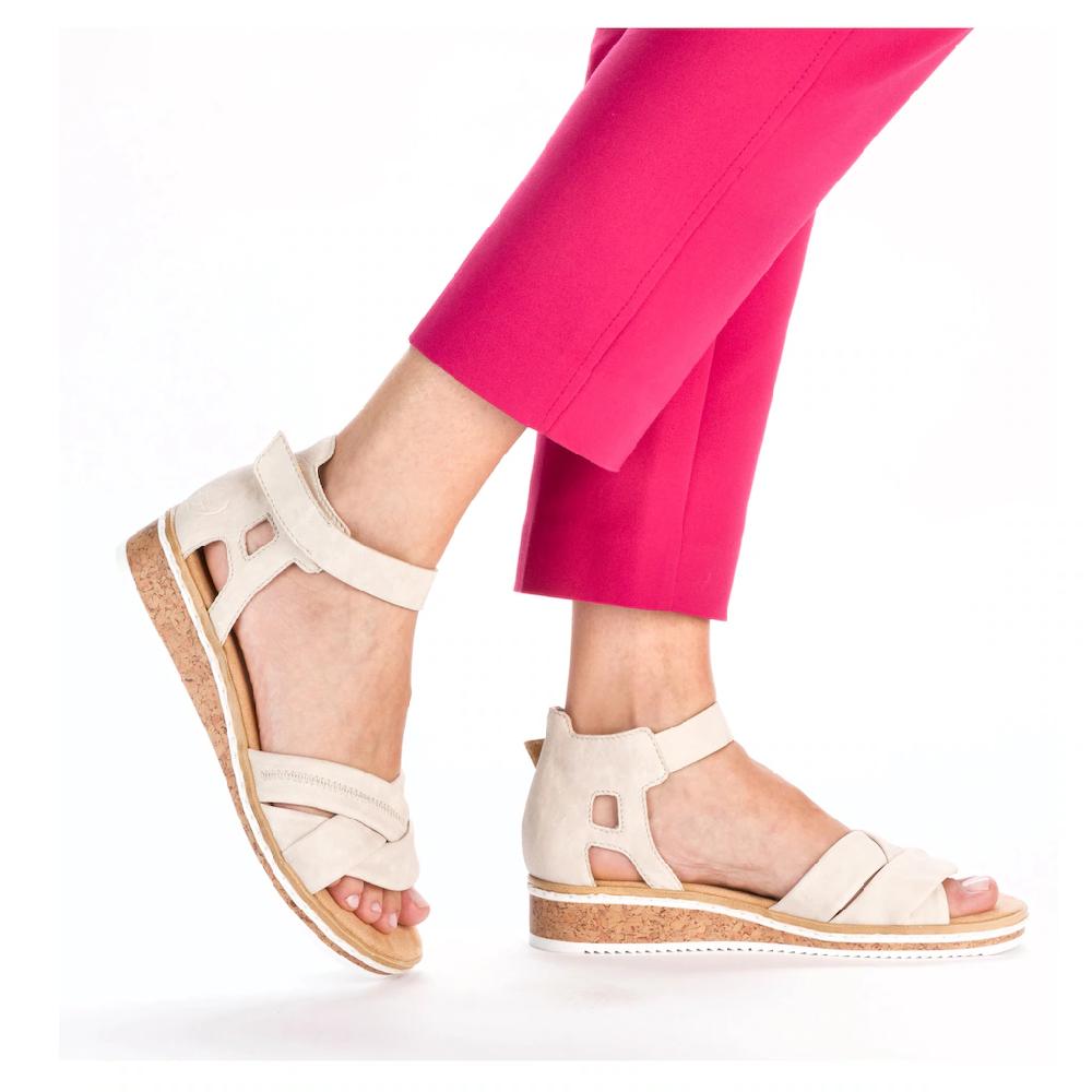 Rieker Sandalette Sandale Sommerschuh Klettschuh Keilabsatz Geschlossene Ferse