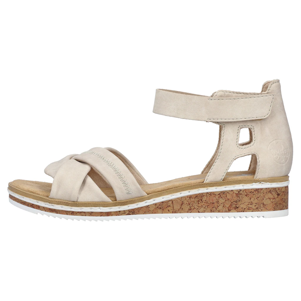 Rieker Sandalette Sandale Sommerschuh Klettschuh Keilabsatz Geschlossene Ferse