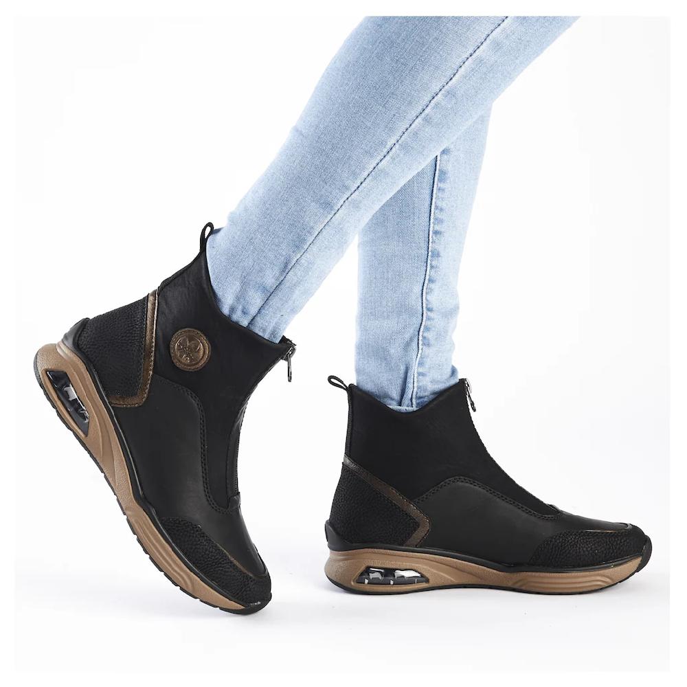 Rieker Schlupfboots Stiefelette High Top Sneaker Keilabsatz Mit Anziehlasche
