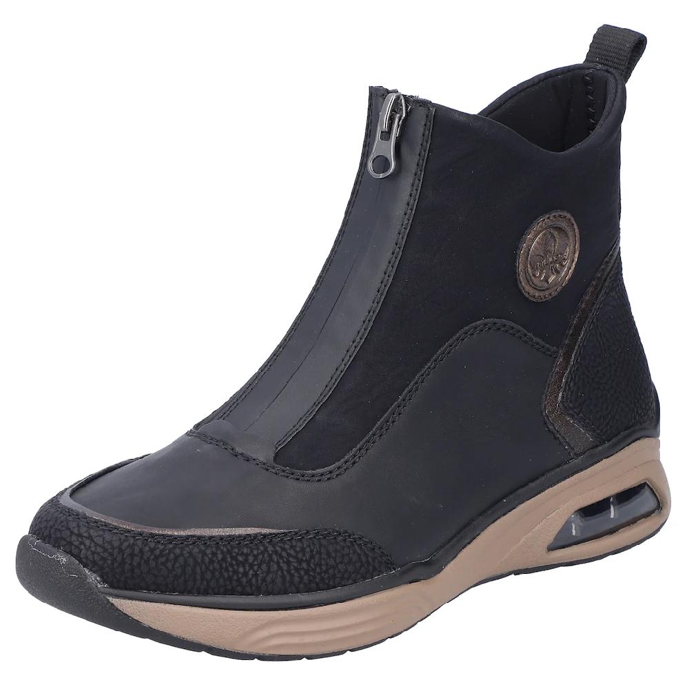 Rieker Schlupfboots Stiefelette High Top Sneaker Keilabsatz mit Anziehlasche