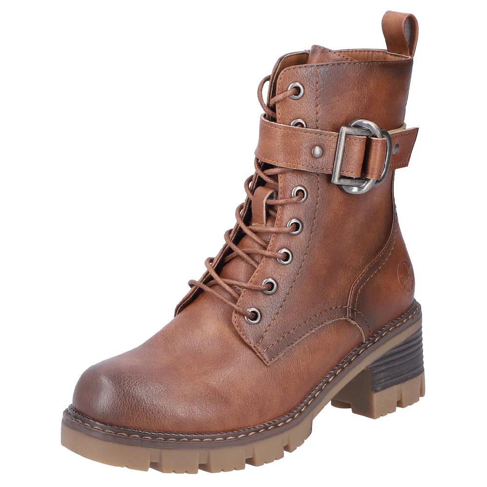 Rieker Schnürstiefelette Schnürboots Bikerboots Blockabsatz mit verstellbarer Schnalle kaufen