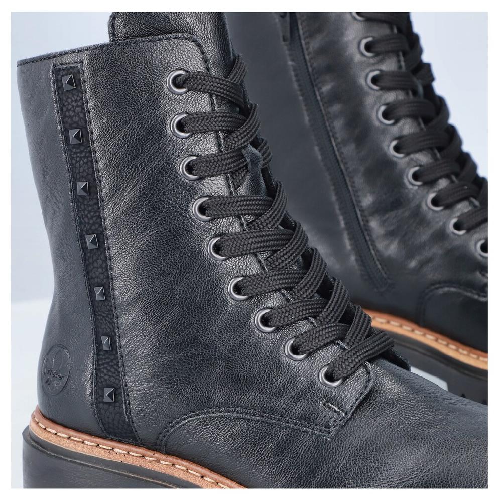 Rieker Schnürstiefelette Schnürboots Blockabsatz Innenreißverschluss Und Nietenverzierung Online Bestellen