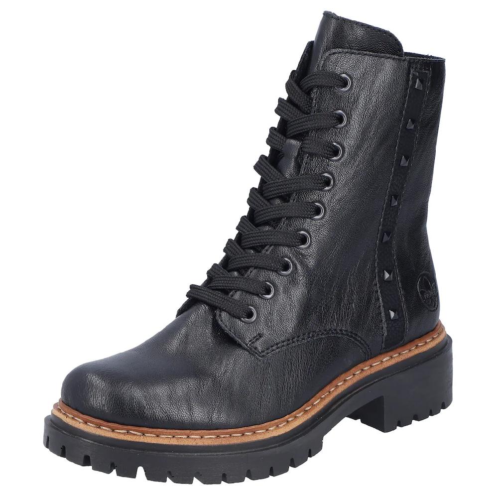 Rieker Schnürstiefelette Schnürboots Blockabsatz Innenreißverschluss und Nietenverzierung online bestellen