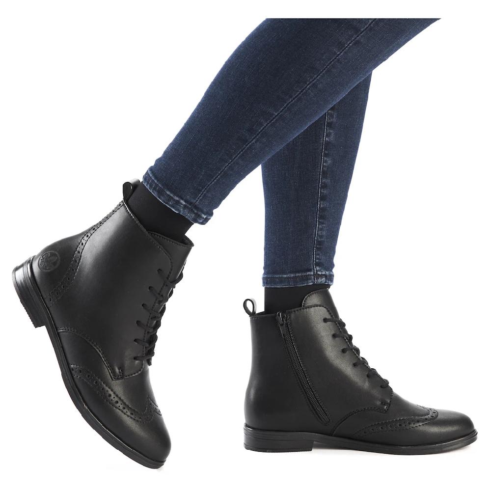 Rieker Schnürstiefelette Schnürboots Blockabsatz Mit Anziehlasche ▷ Für