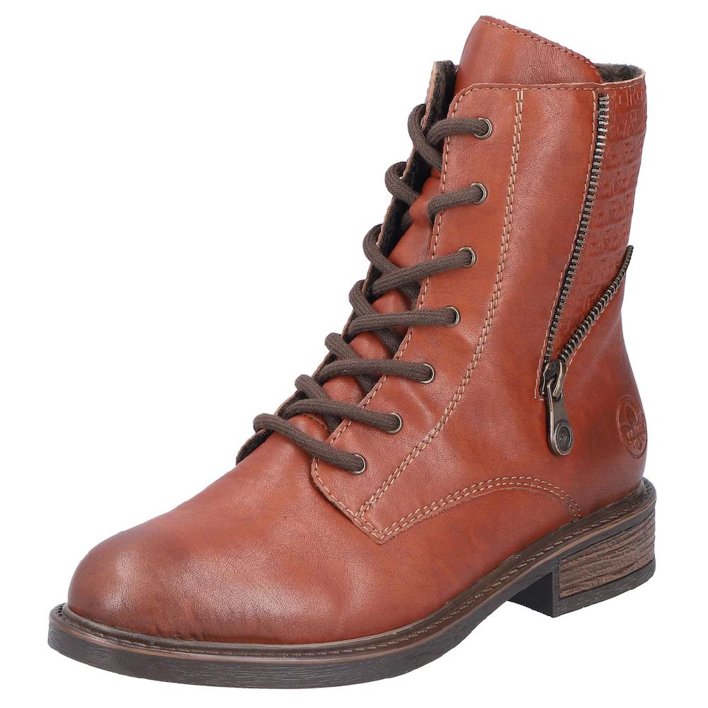 Rieker Schnürstiefelette Schnürboots Blockabsatz mit Schaftprägung und Innenreißverschluss online kaufen