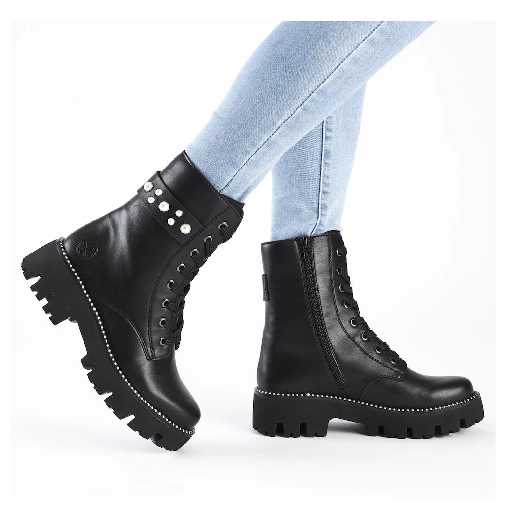Rieker Schnürstiefelette Schnürboots Plateau Mit Zusätzlichem Innenreißverschluss Kaufen