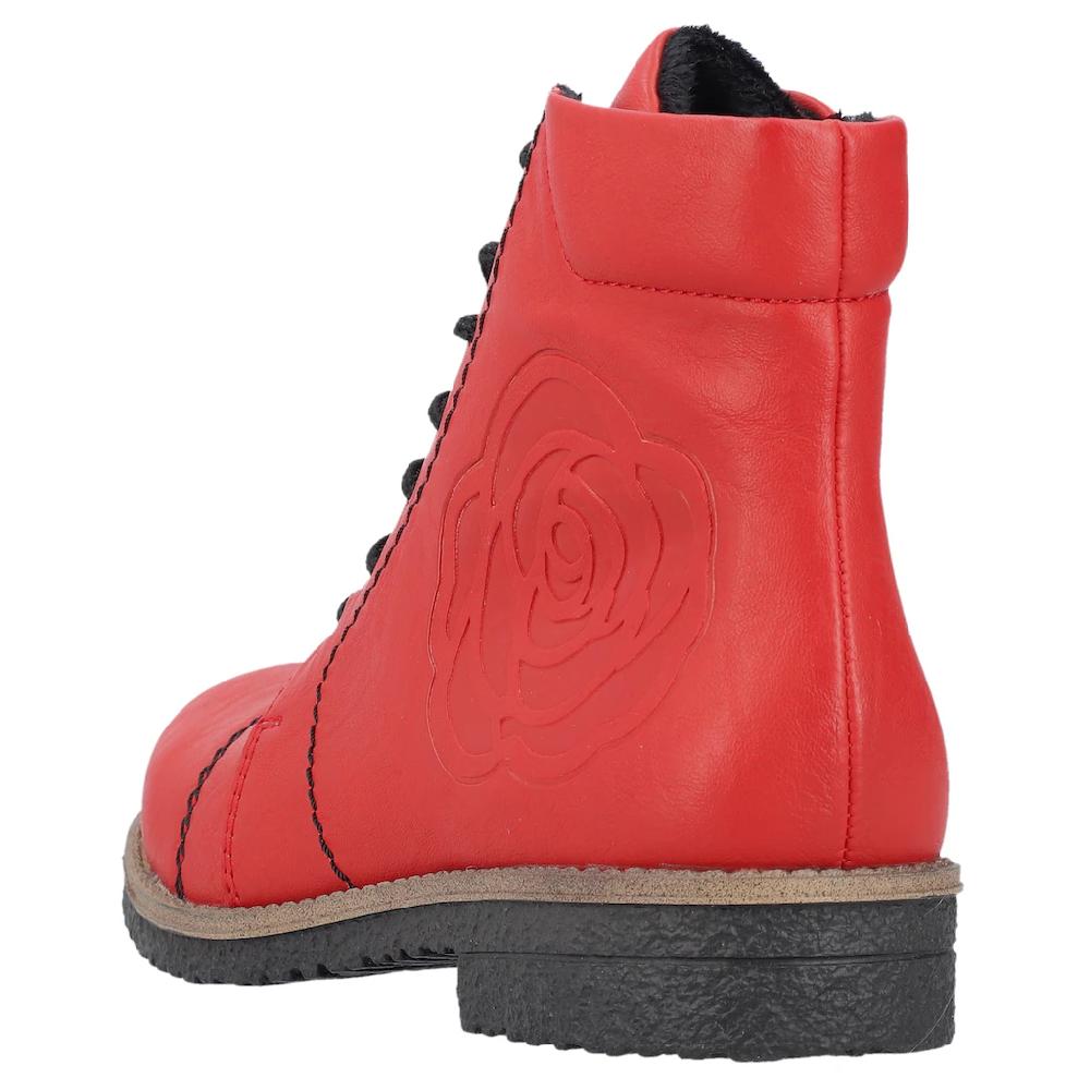 Rieker Schnürstiefelette Schnürboots Reißverschluss-Stiefelette Blockabsatz Rosenmuster Online Kaufen