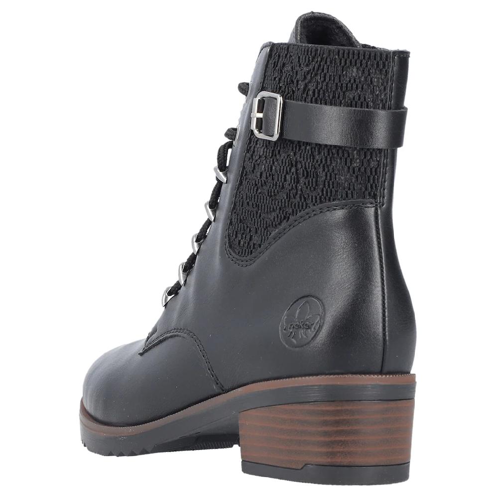 Rieker Schnürstiefelette Schnürboots Trachtenstiefelette Blockabsatz Innenreißverschluss