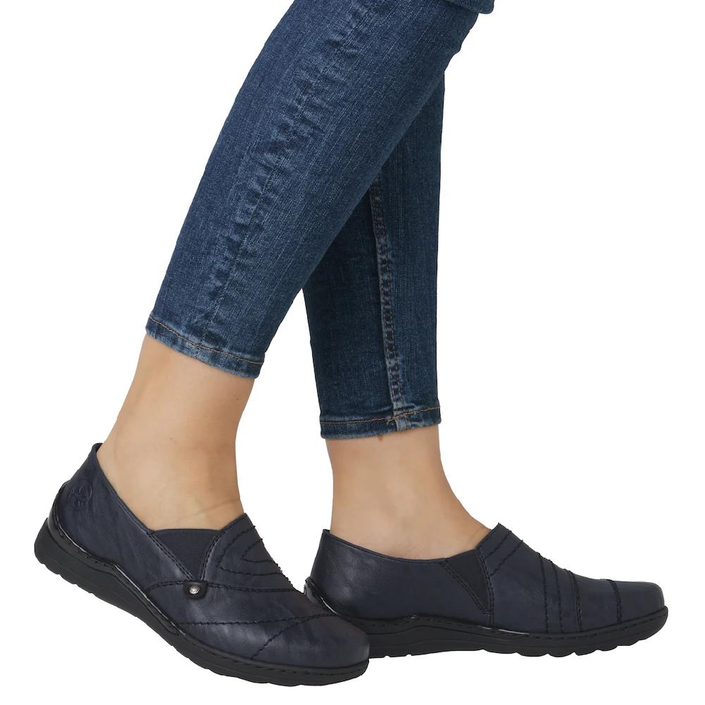 Rieker Slipper Schlupfschuh Halbschuh Slip On Mit Stretcheinsatz Und Ziersteppung Kaufen