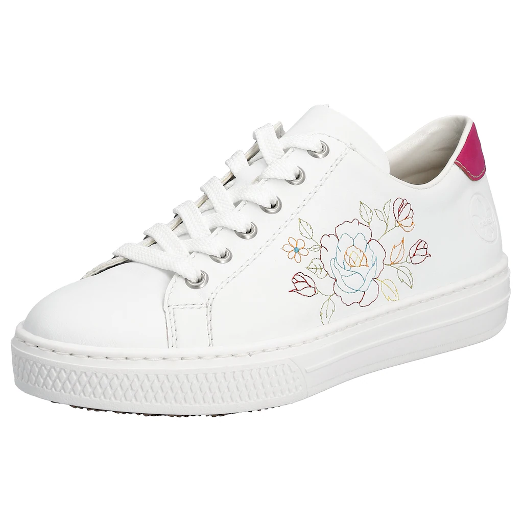 Rieker Sneaker mit seitlicher Blumenstickerei Freizeitschuh Halbschuh Schnürschuh kaufen