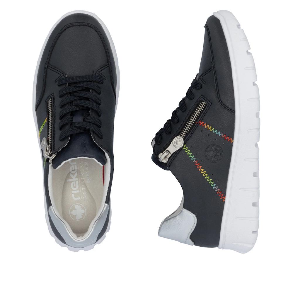 Rieker Sneaker Schnürschuh Halbschuh Freizeitsneaker Seitlicher Reißverschluss ▷ Für