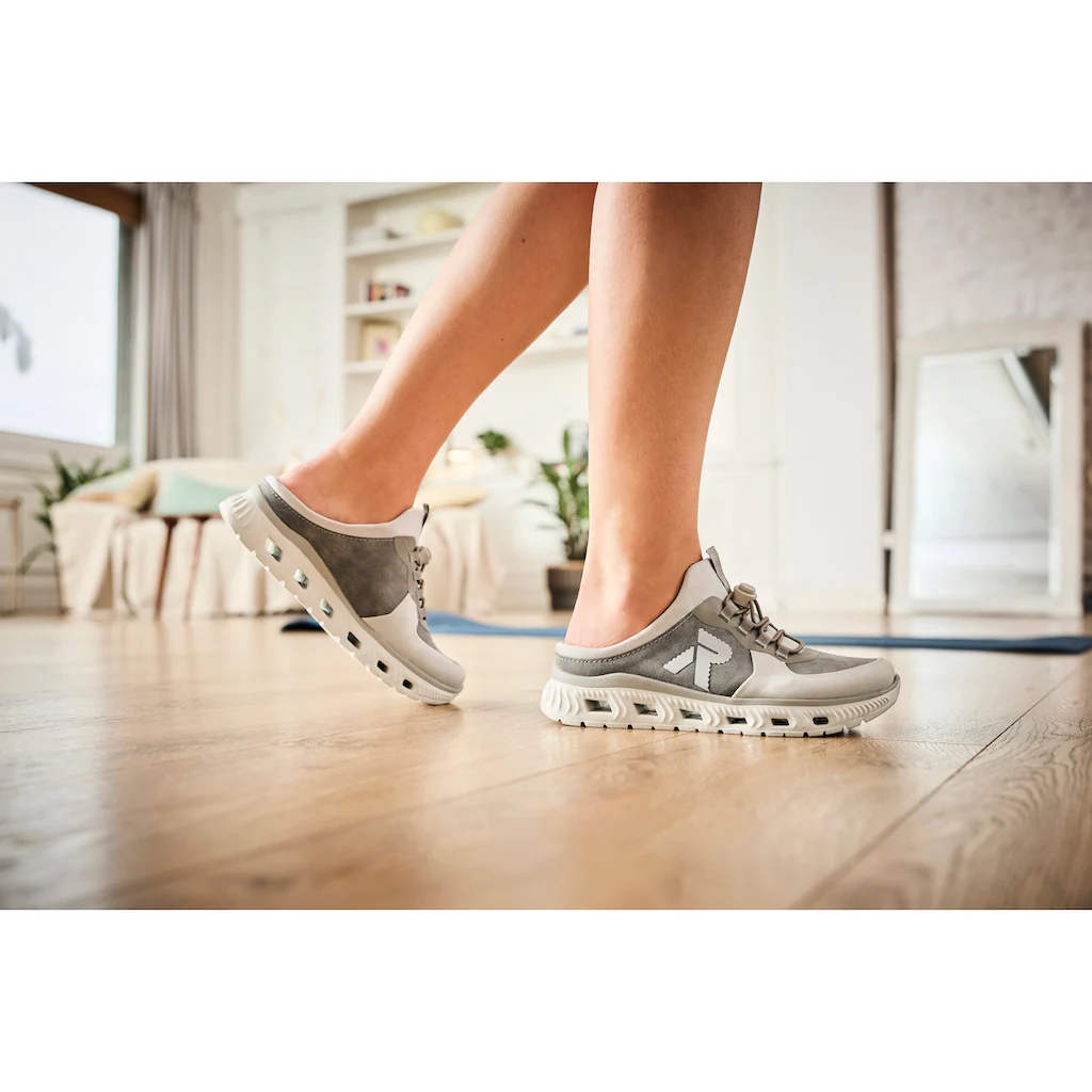 RIEKER Sport Clog Schlupfschuh Sabot Sneaker Mit Aufgesetztem Schnellverschluss