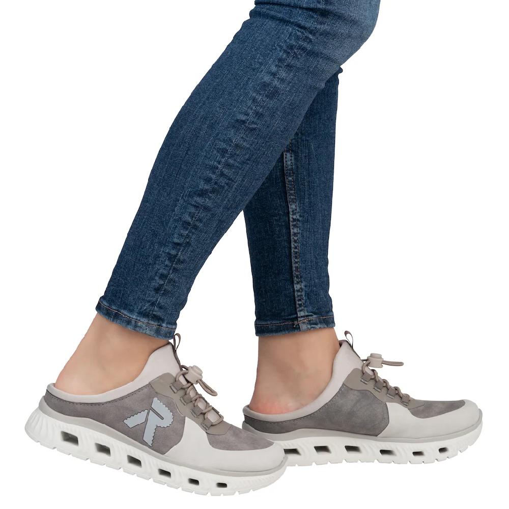 RIEKER Sport Clog Schlupfschuh Sabot Sneaker Mit Aufgesetztem Schnellverschluss